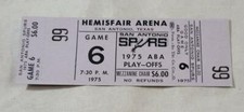 Vintage 1975 ABA Playoffs San Antonio Spurs Full Ticket Game 6 Purple Mezzanine