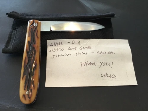 Custom Chuck Gedraitis Jigged Bone Slipjoint Folder Folding Knife.