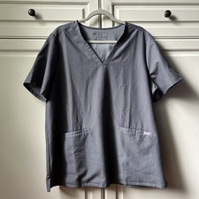 Figs Women s Casma Three Pocket Scrub Top Grey Sixe XXL