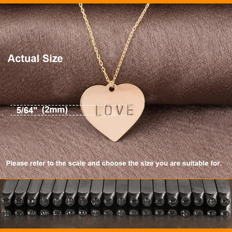 Juego de 36 estampillas con números y letras del alfabeto de 5/64" 2 mm, martillo perforador manual metal Foto 3 de 4