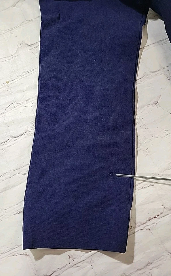 Pantalones de vestir Ralph Lauren etiqueta negra talla 12 (34x28) AGUJERO azul recto 100 % lana Foto 3 de 4