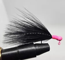 10- 1/32oz Hand Tied Marabou Jigs #6 hook Black Pink Panfish Walleye Bass
