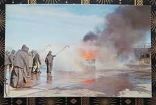 Vintage post card Great Lakes U.S. Naval Training Center Fire Fighting School 