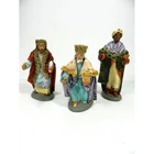 Three Kings Magi in Terracotta with Hard Clothes Cm 12 - Holy Family Nativity