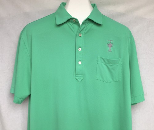 Peter Millar Summer Comfort Golf Shirt Simko Cup Green 4 Button Mens Large - Picture 2 of 12