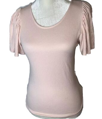 treasure & bond Pink Ruffle Sleeve Ribbed Shirt Size XL