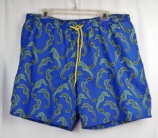 Club Room Blue Seahorse Print Swim Trunks Shorts w/Liner 100 Polyester XL