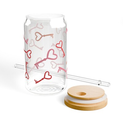 Heart Key Design Iced Coffee Cup, Cute Relationship Drinkware, Personalized