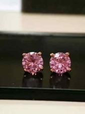 6.00Ct Round Cut Pink Diamond Lab Created Stud Earrings In 14K Rose Gold Finish