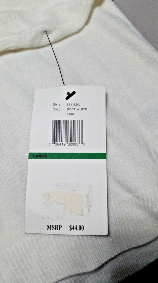 Suéter Mercer Street Studio Mujer Blanco Suave Manga Larga Acrílico Cuello Simulado, L Foto 4 de 4