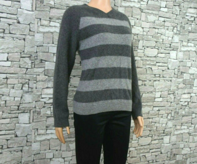 NEIMAN MARCUS DAMEN REINES KASCHMIR FREIZEIT PULLOVER DICK WARM GRAU  M 