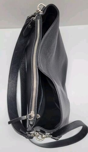 Viola Castellani Italian Pebbled Leather Black Shoulder/Tote/Crossbody Bag - Picture 6 of 12