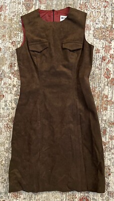 JILL STUART Brown Poly-Microfiber Sheath Dress VINTAGE Sleeveless Lined 10 EUC