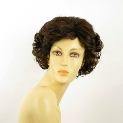 Perruque Courte Bouclée Couleur Chocolat Mèches Cuivre – Taille Large, Neuve Avec étiquettes