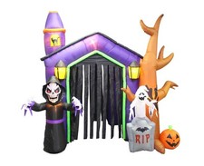 USED Halloween Inflatable Haunted House Arch Archway Skeleton Ghost Decoration