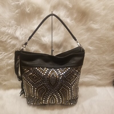 BLACK RHINESTONE BAG SHOULDER BAG