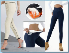 Women Winter Thermal Pants Leggings Warm Sherpa Fleece Lined Sz. M/L