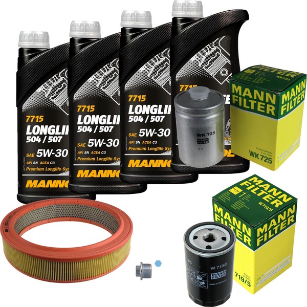 Mann Inspektionspaket 4L Mannol Longlife 504/507 5W-30 FüR Audi 80 2.0-image