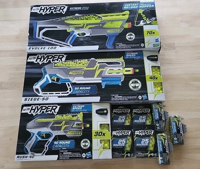 Nerf Hyper Lot Evolve-100 Siege-50 Rush-40 and Lots Of Ammo