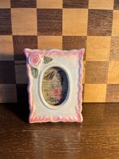 Vintage Ceramic Pink Rose Frame Repurposed wi...
