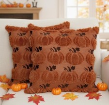 Pumpkin Fall Decorative Throw Pillow Covers 18x18Inch Set of 2