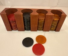 Vintage Catalin Bakelite Swirl Poker Chips Butterscotch  Red  Black 57 