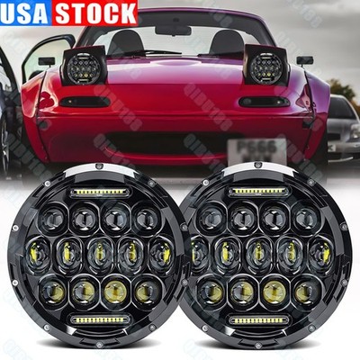 7inch LED Headlights with DRL High Low Beam for Mazda 90-97 Miata MX5 79-85 RX7