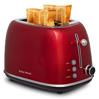 2 Slice Toaster Retro Stainless Steel with Bagel, Cancel, and Defrost Functio...