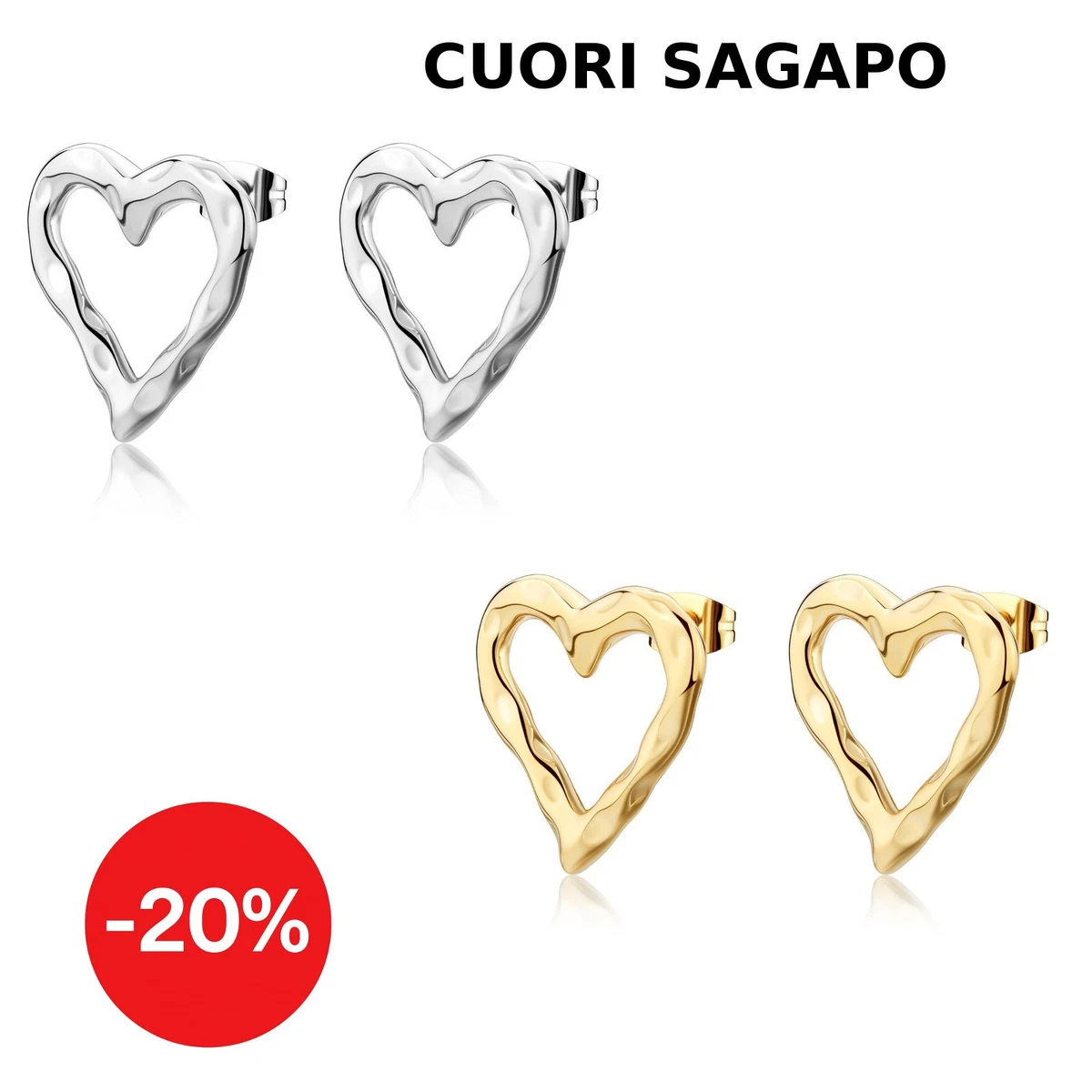 Orecchini A Cerchio Cuore Oro In Acciaio Inossidabile Per Donna – Regalo Natale, San Valentino