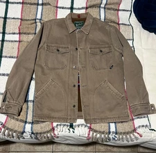 Vintage Woolrich Canvas Blanket Lined Coat Olive Green Men’s M Chore Barn Coat