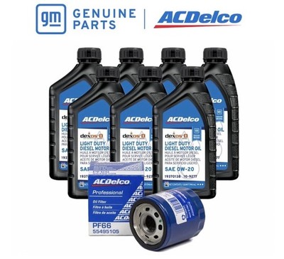 7x ACDelco Dexos D 0w-20 & PF66 Oil Filter Duramax 3.0L Diesel Engine