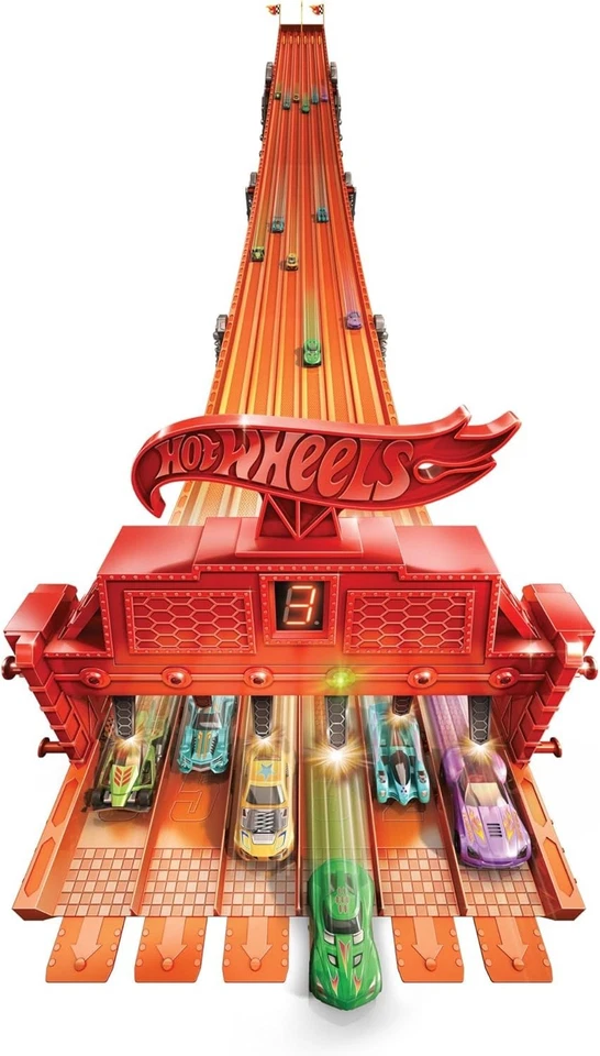 Hot Wheels Toy Car Playset with Lights, Sounds & 6 1:64 Scale Vehicles,...  - Image 3 of 4