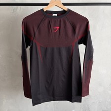 Large   Gymshark Onyx 5.0 Long Sleeve T-Shirt Black / Carmine Red IN-HAND 