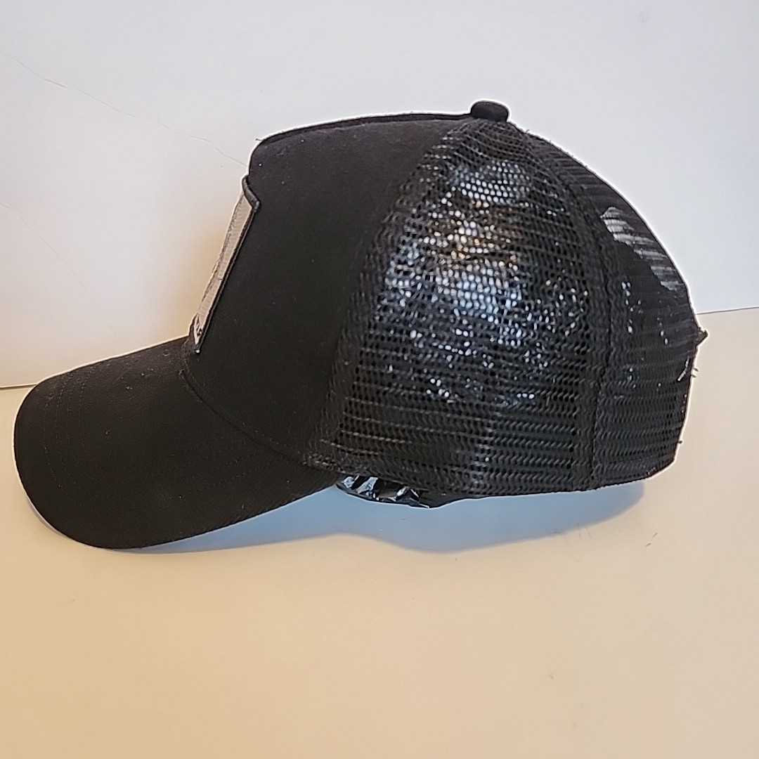 Wolf Patch Trucker Hat Black Mesh Snapback - image 2