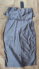 AX Paris Pewter Bardot Pencil Midi Dress - Size 12 - New with Tags