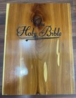Vintage Cedar Polished Wood Holy Bible in Storage Box Union Made! — photo 1