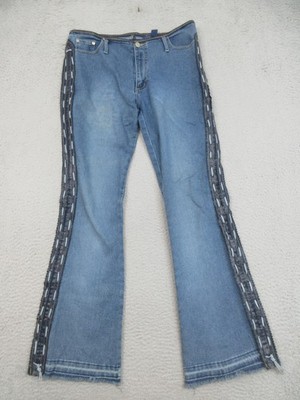 Younique Jeans Juniors 11 Blue High Rise Flare Fringe Stretch Denim Jeans