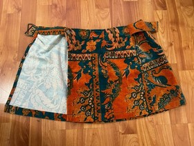 Urban Outfitters UO Saturn Corduroy Wrap Mini Skirt Teal Orange Boho Size XS
