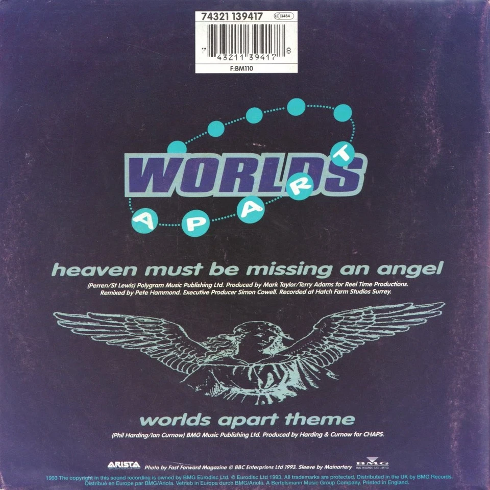 Worlds Apart (Boy Band) Heaven Must Be Missing An Angel 7" vinyl UK Arista 1993 - Image 2 of 3