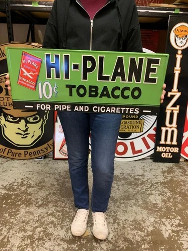 Antique Vintage Old Style Metal Sign Hi Plane Tobacco Made in USA
