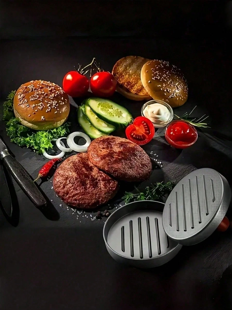 Prensa de hamburguesas redonda de acero inoxidable aplastador de hamburguesas barbacoa de alta resistencia Reino Unido