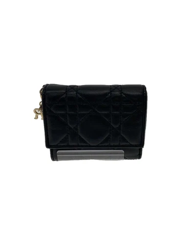 Christian Dior Portefeuille Plié Femme Canage Lotus Cuir Noir Femme Occasion