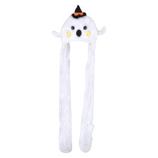 RI White Light-Up Ghost Plush Hoodie Scarf Hat 35"