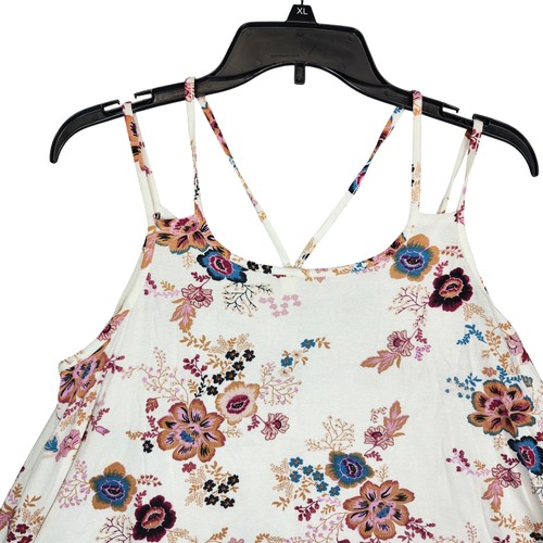 Camiseta sin mangas rosa para mujer mediana floral sin mangas con tiras boho rayón spandex - Imagen 2 de 6