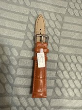 19mm Genuine Leather Watch Strap Light Brown Alligator Grain Semi-Padded