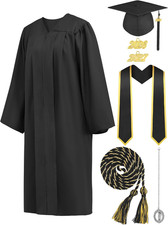 Matte Graduation Cap and Gown Tassel Stole Set 2026 for High School and College