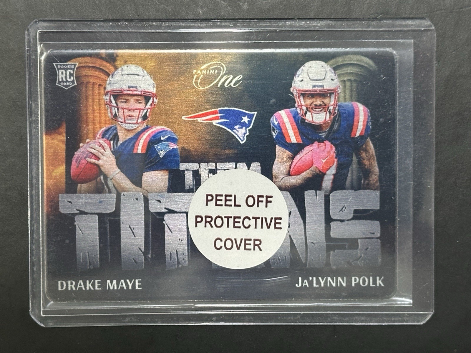 2024 Panini One Team Titans Drake Maye Ja’Lynn Polk Metal Rookie Patriots RC