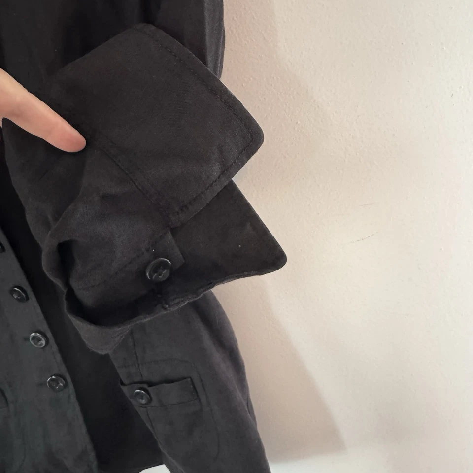 Talbots Black Irish Linen Button Up Top 12 Petite - Image 3 of 4