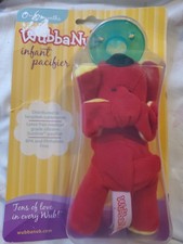 Wubbanub Pacifier Silicone Red Dog Baby Toy Binky Plush 0-6 Months NIP