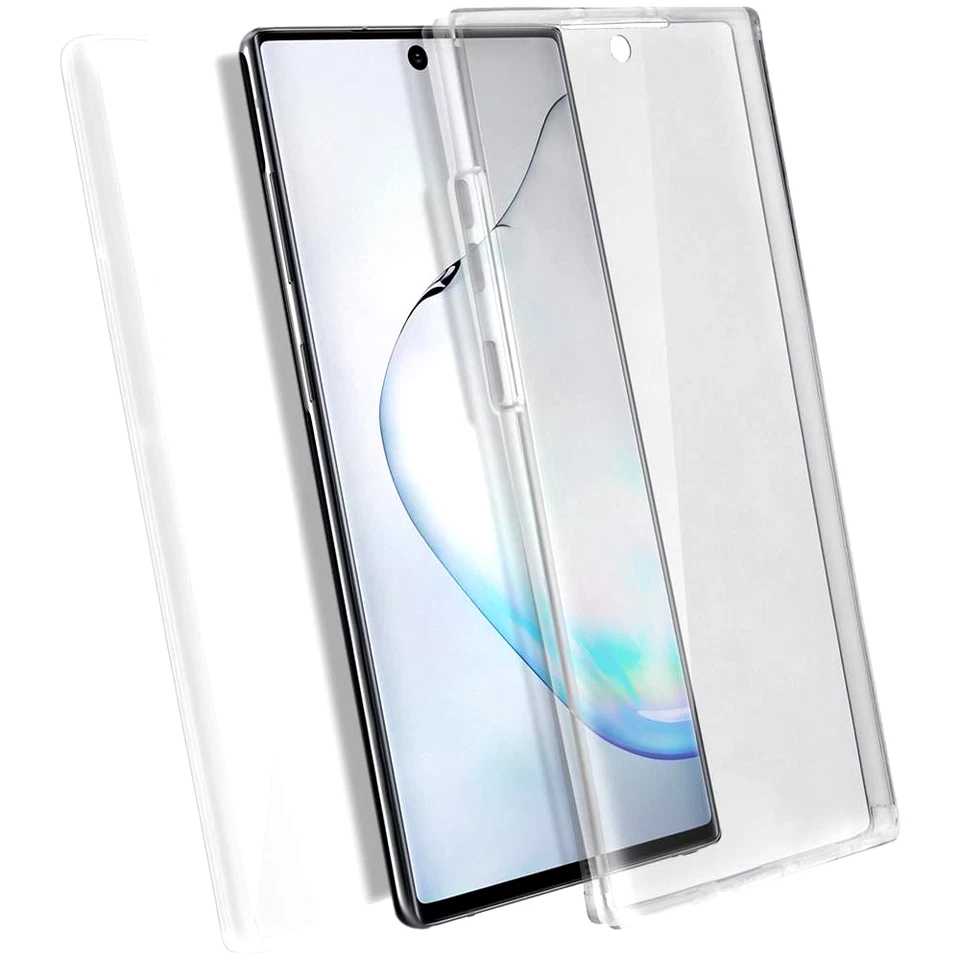 COVER TRASPARENTE PER SAMSUNG GALAXY NOTE 10 CUSTODIA FRONTE RETRO SILICONE 360 - Immagine 3 di 4